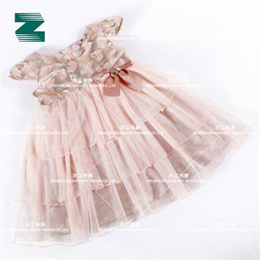 Princeses kleita bērniem ar zelta pavedienu žakarda poliestera audumu